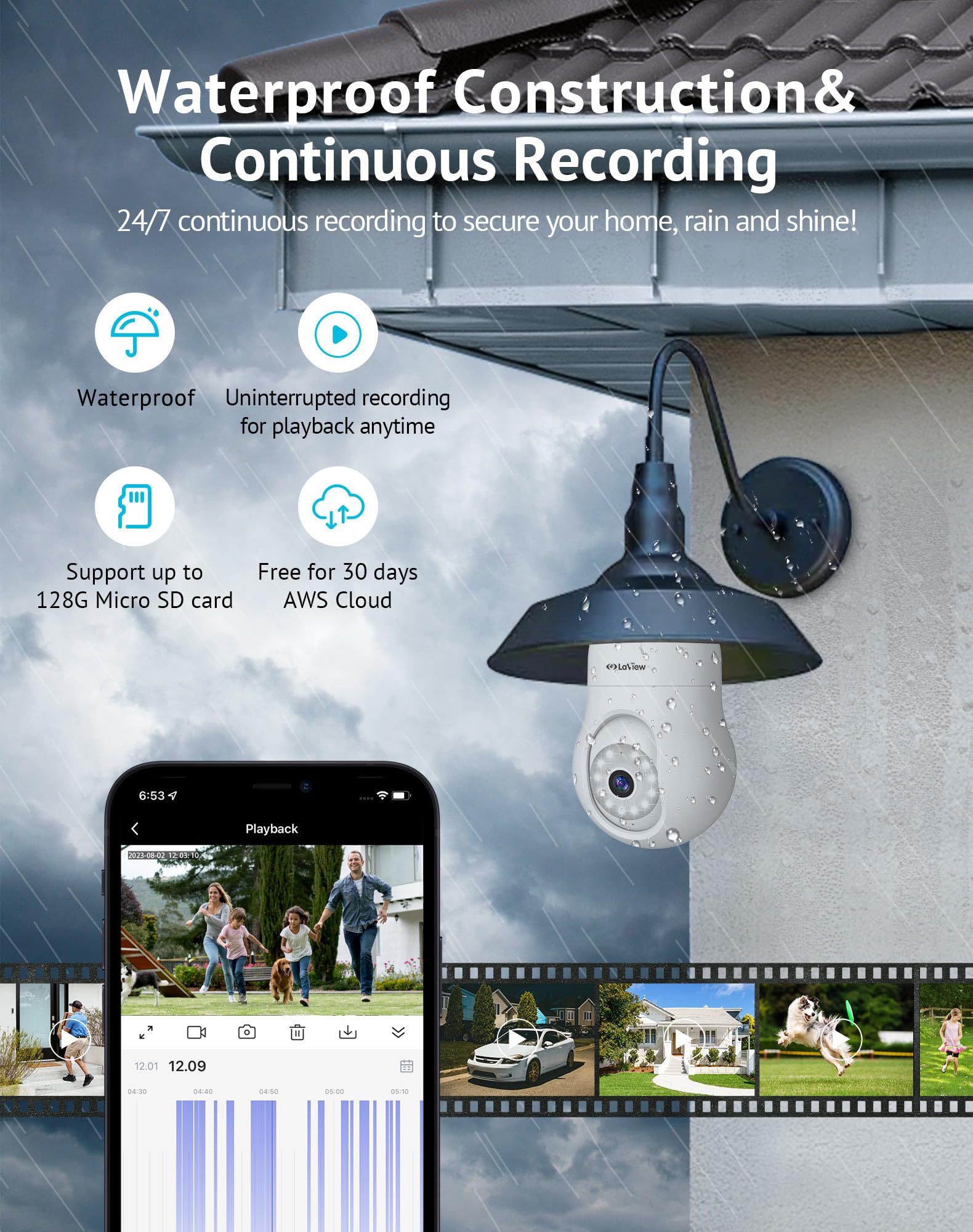 Foto 4 | Cámara De Seguridad Laview 4mp Bulb 2k 360° Inalámbrica Outdoor Alexa - Venta Internacional.