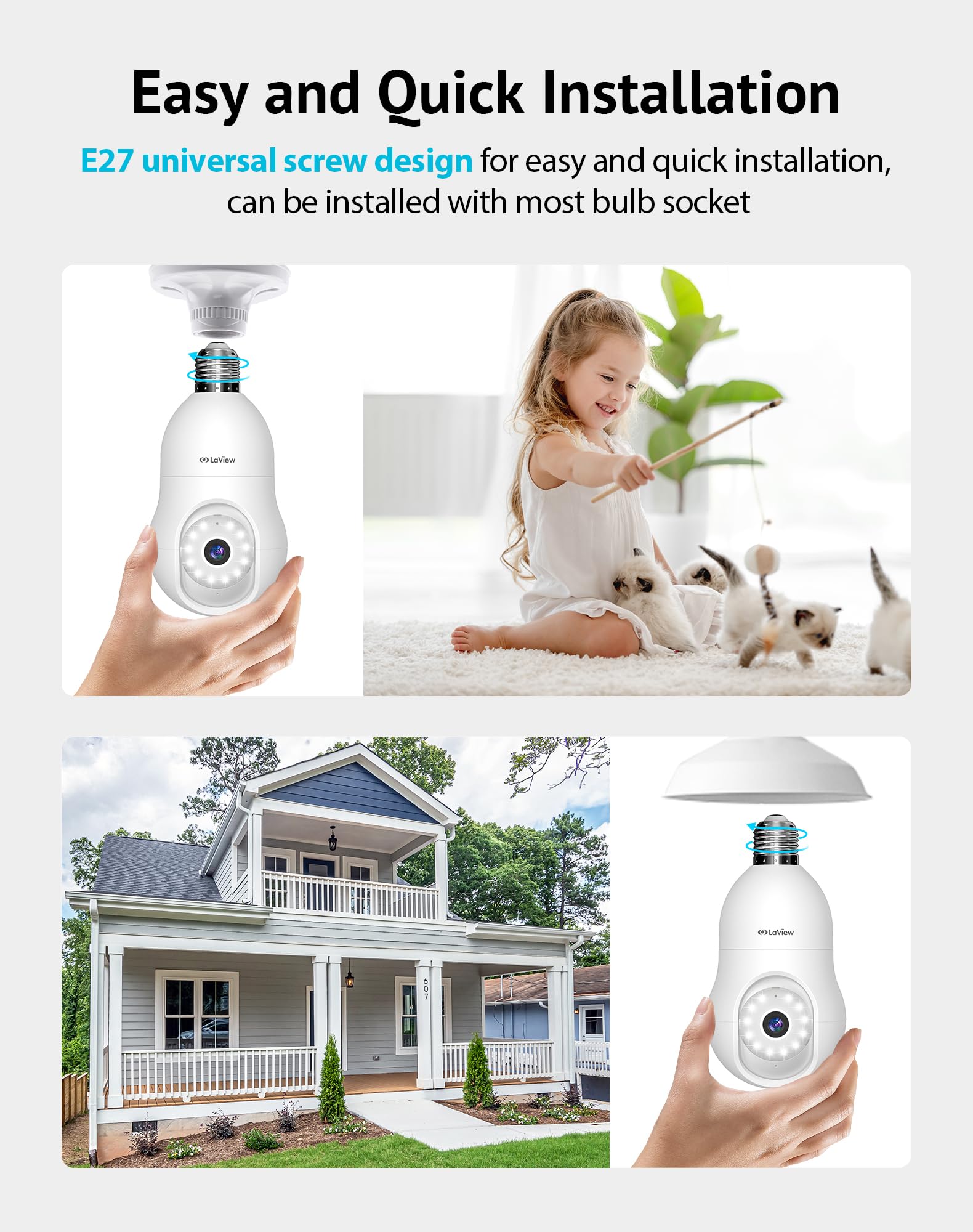 Foto 4 pulgar | Cámara De Seguridad Laview 5mp Qhd Con Bombilla 360° 3k Inalámbrica Alexa - Venta Internacional.