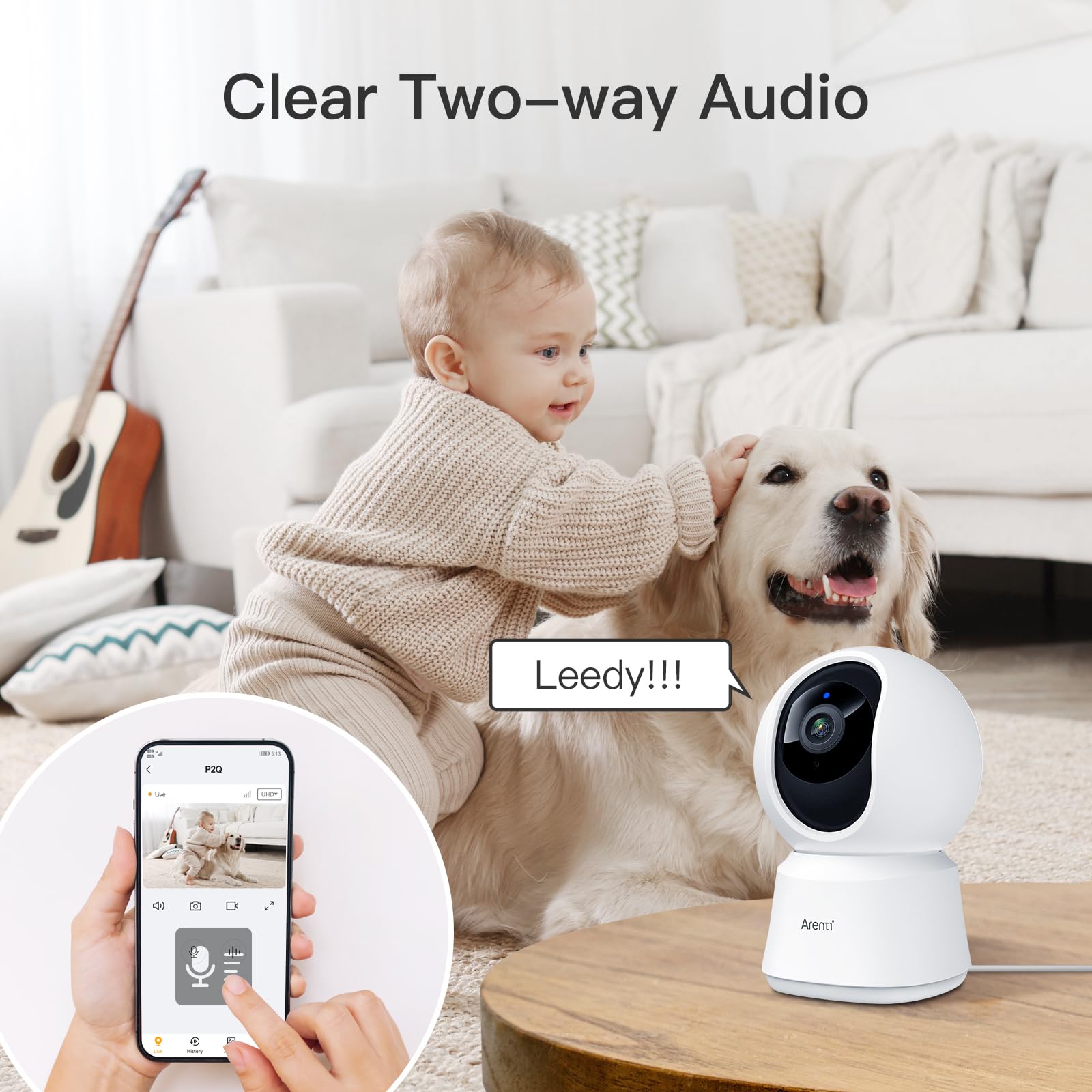 Foto 6 pulgar | Cámara De Seguridad Arenti 5g Indoor 4mp Con Altavoz Para Mascotas - Venta Internacional.