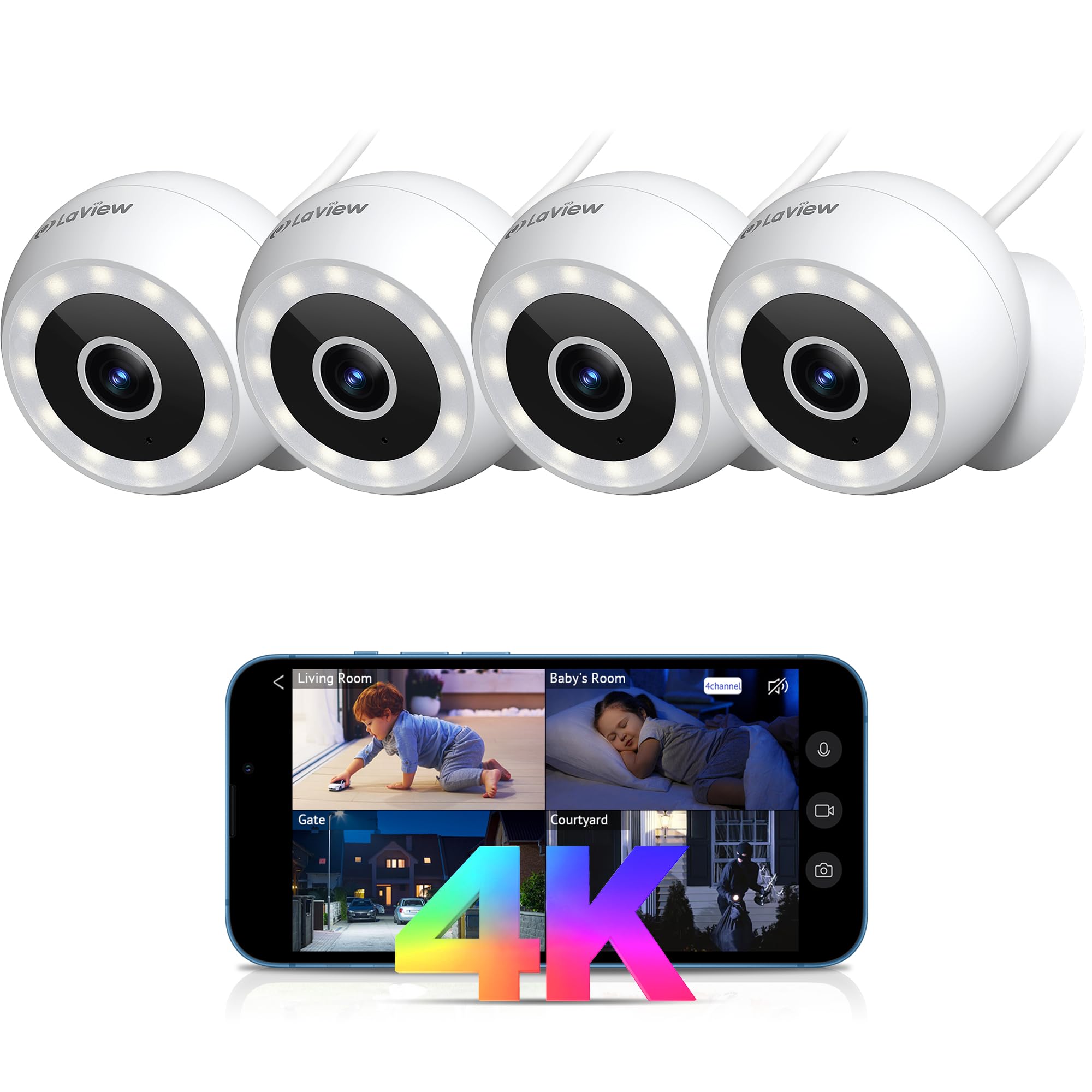 Foto 2 pulgar | Cámaras De Seguridad Laview 8mp 4k Exterior Interior Cableadas Ip65 - Venta Internacional.