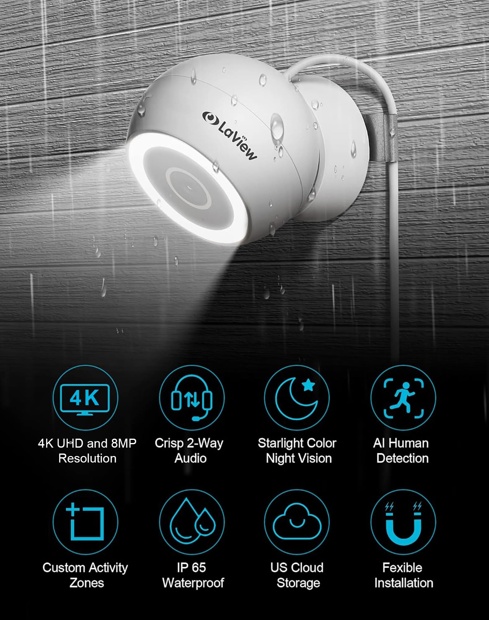 Foto 3 pulgar | Cámaras De Seguridad Laview 8mp 4k Exterior Interior Cableadas Ip65 - Venta Internacional.