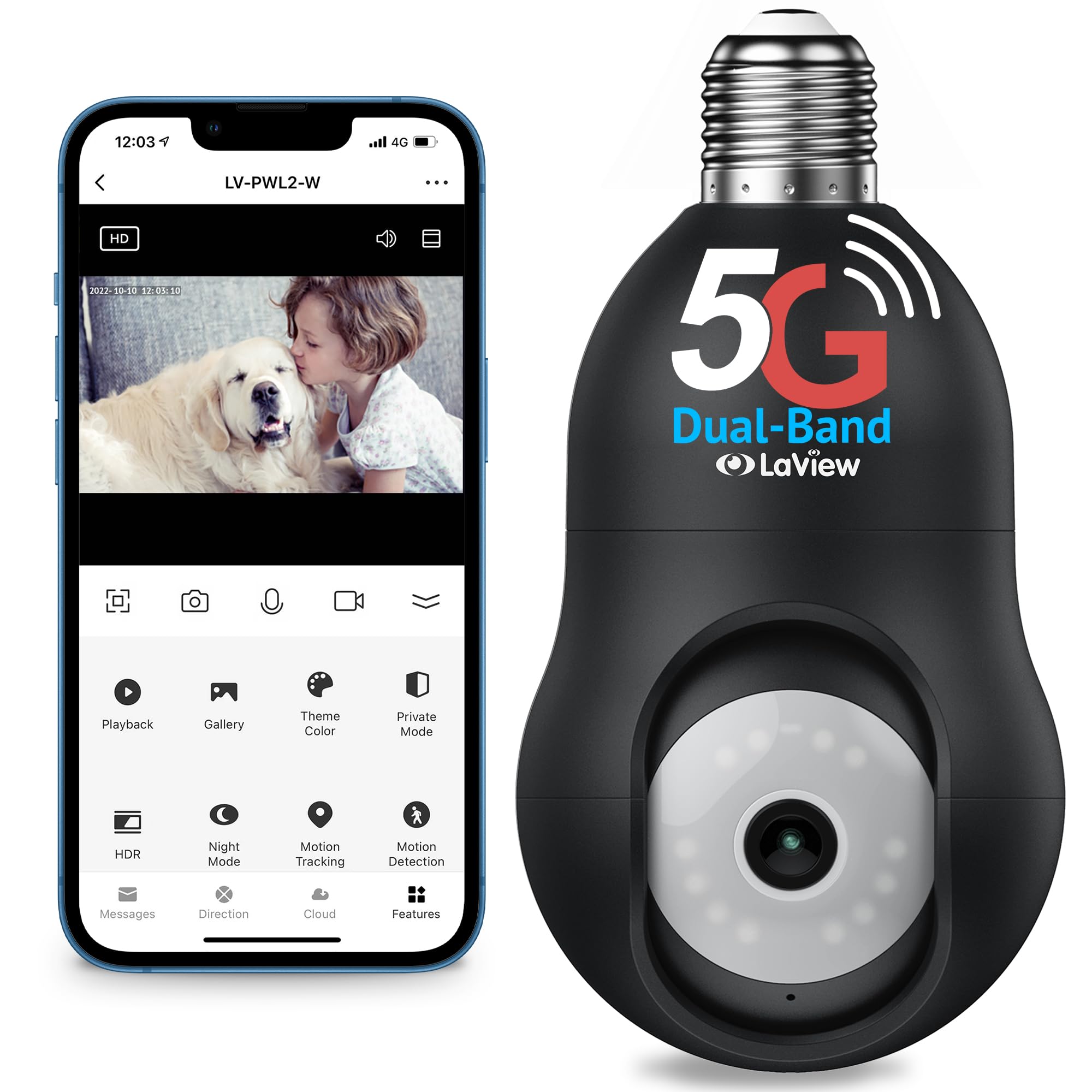 Cámara De Seguridad Laview Bulb 4mp 360° 2k Wifi 5g Alexa - Venta Internacional.