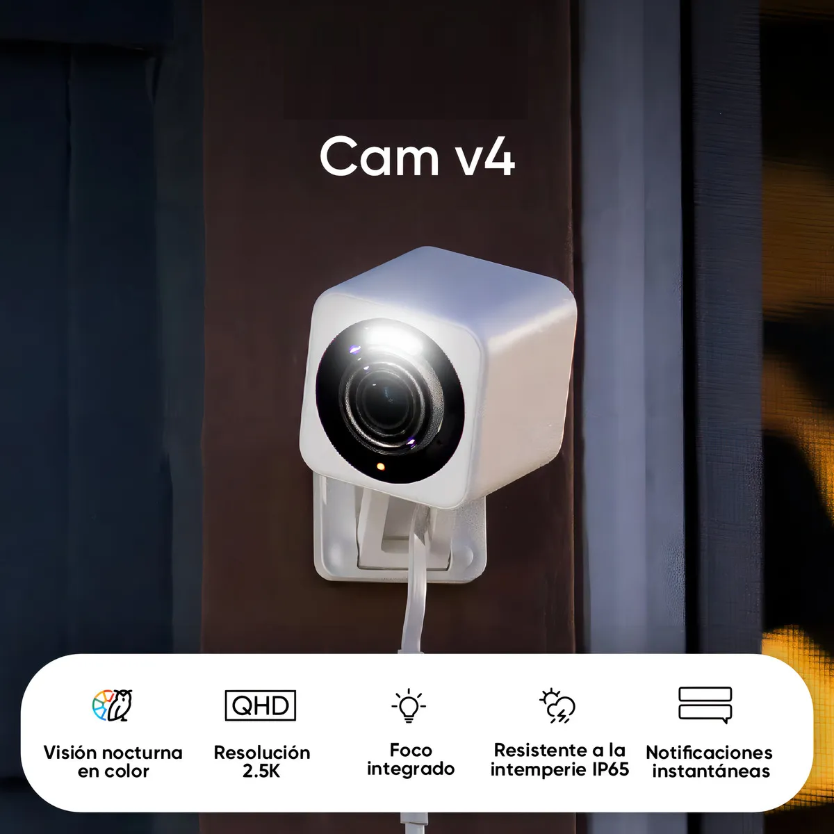 Foto 3 pulgar | Cámara De Seguridad Doméstica Inteligente Wi-fi Hd 2k Sirena Activado Por Movimiento Blanca