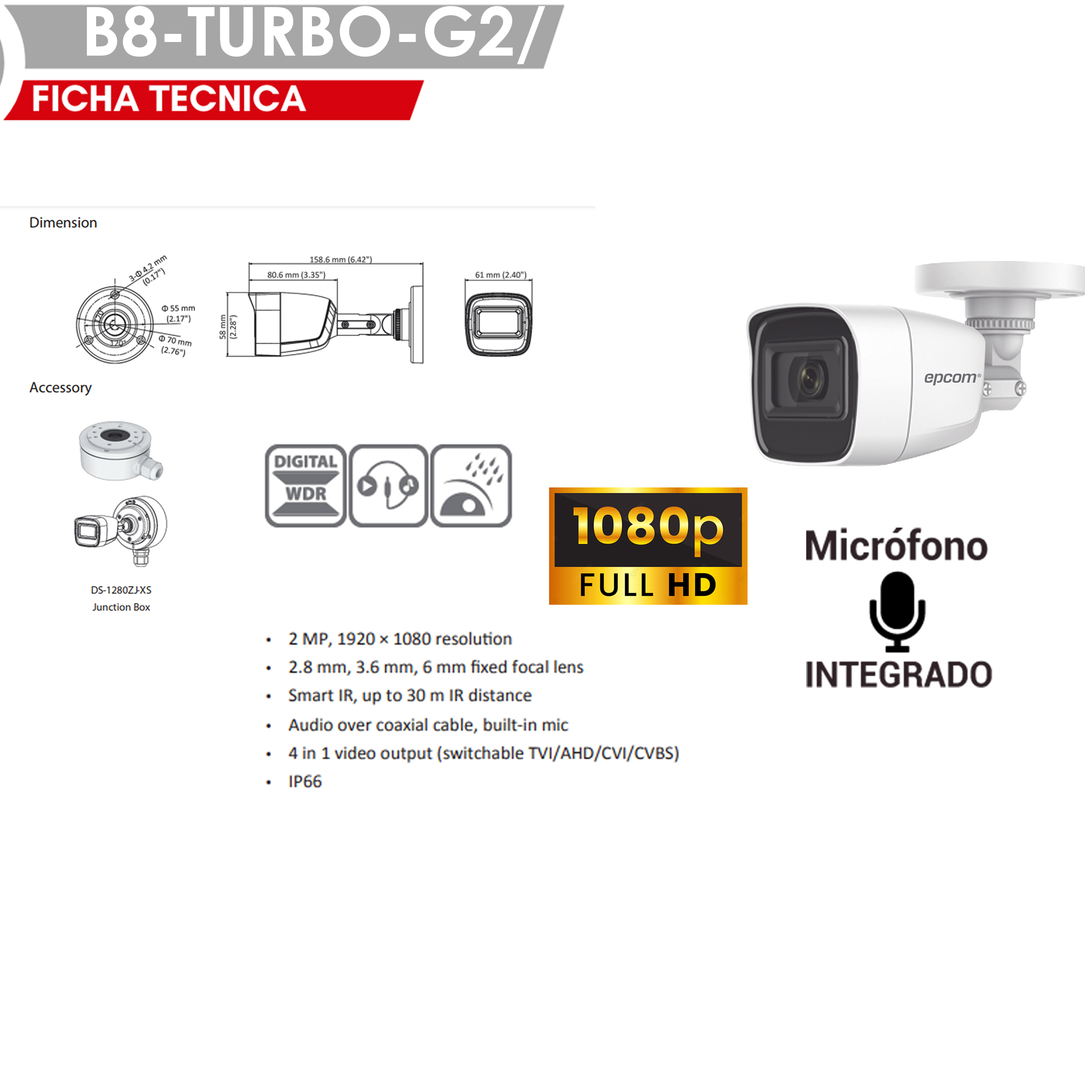 Foto 3 pulgar | Kit Cámaras De Videovigilancia 1080p Full Hd Con Microfono Epcom