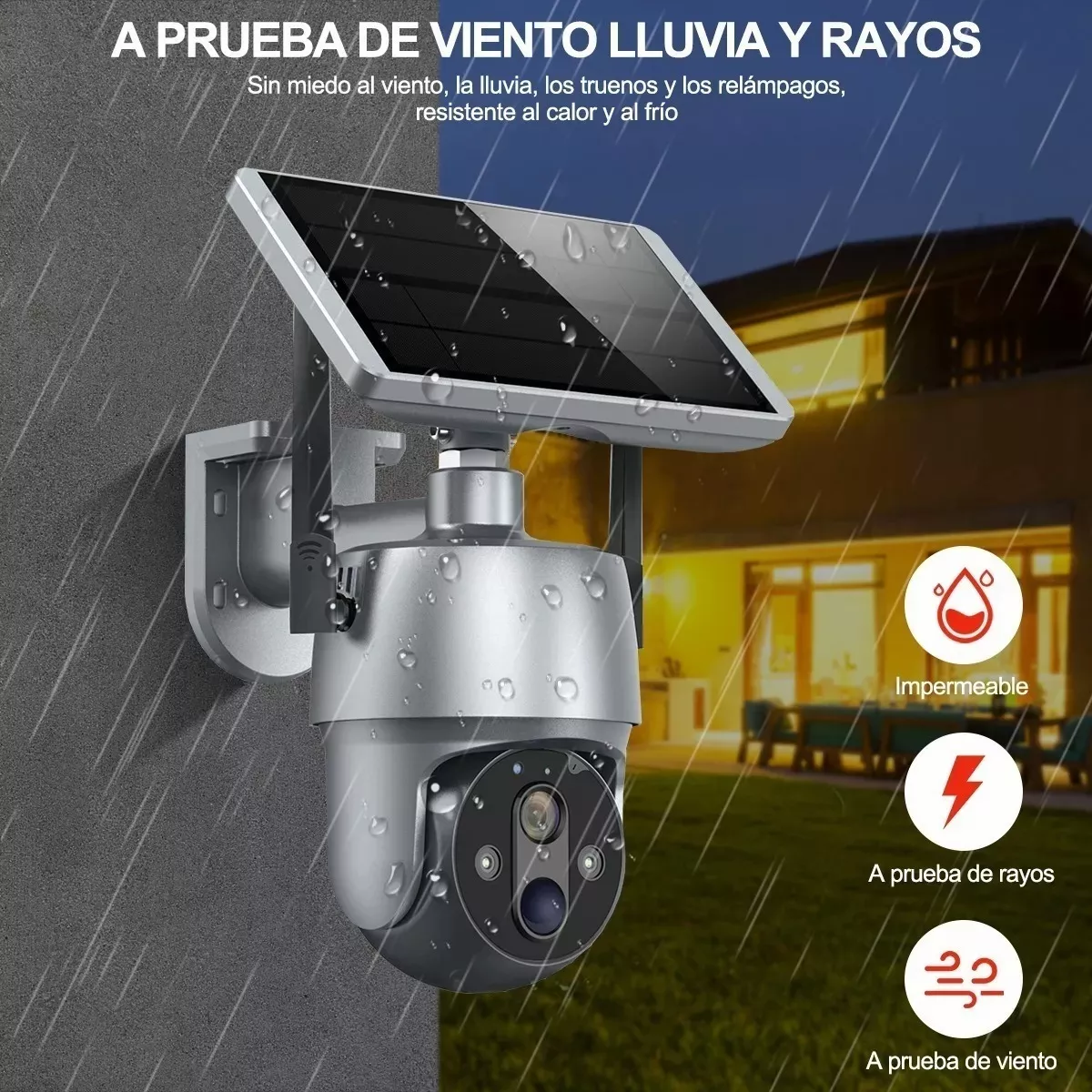 Foto 4 pulgar | Cámara De Seguridad Inalámbrica Con Panel Solar Wifi Eo Safe Imports Esi-13255 Gris