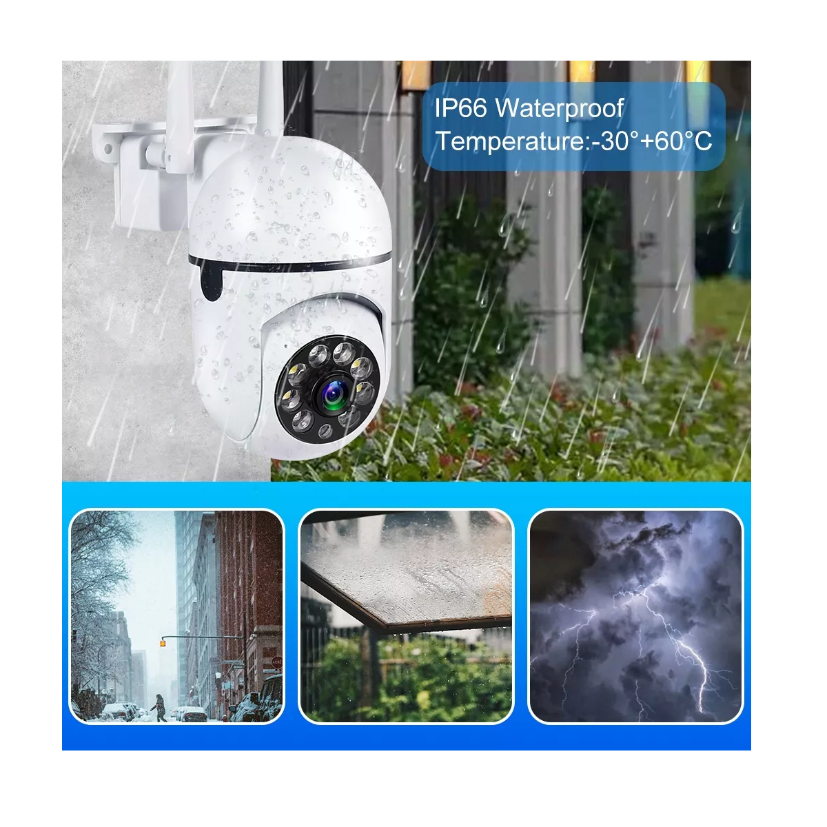 Foto 2 | Cámara de Seguridad Wifi 360° Hd 3mp con Alarma Eo Safe Imports Esi-14829 Blanco 2 Piezas