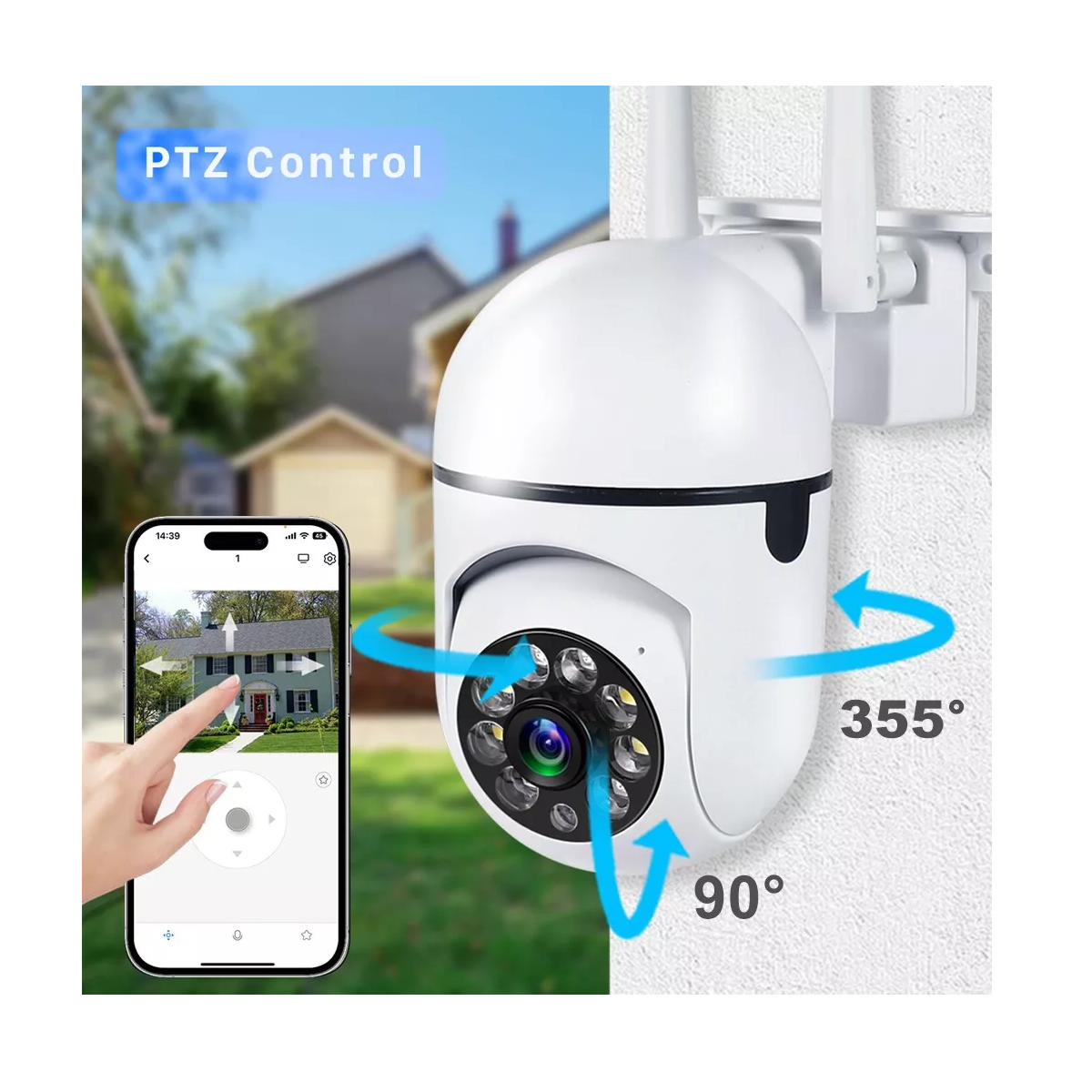 Foto 4 pulgar | Cámara de Seguridad Wifi 360° Hd 3mp con Alarma Eo Safe Imports Esi-14829 Blanco 2 Piezas