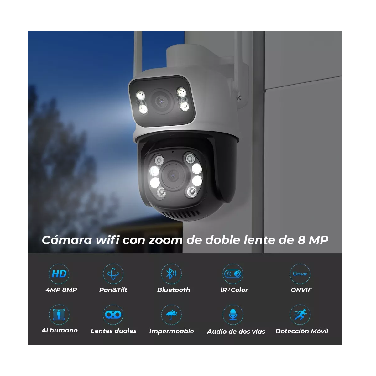 Foto 2 | Cámara de Seguridad Inalámbrica 8 MP con Visión Nocturna y Audio Bidireccional