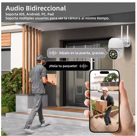 Foto 4 pulgar | Cámara De Seguridad Exterior Wifi Cámara De Vigilancia 360°