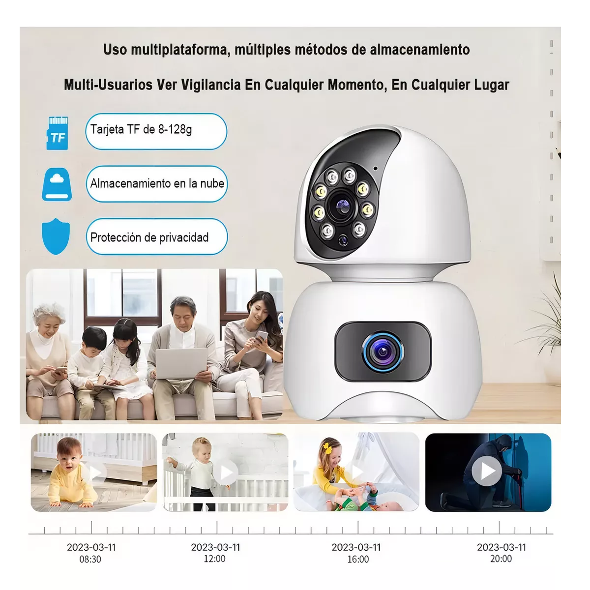 Foto 4 pulgar | Camara De Seguridad Interior 5g Wifi Doble Pantalla 390eyes Eo Safe Imports Esi-16614 Blanco