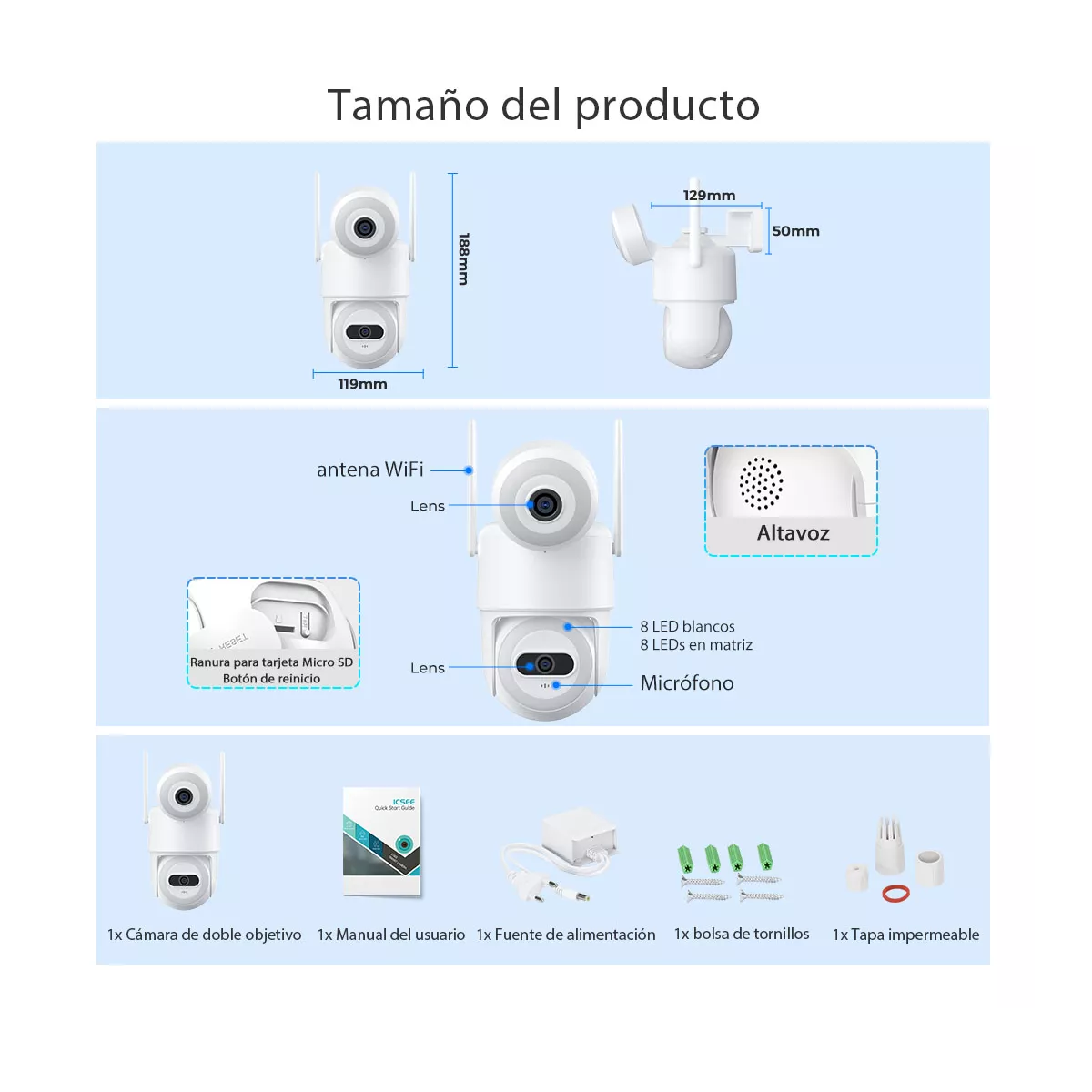 Foto 4 pulgar | Cámara de Seguridad Eo Safe Imports de 8mp