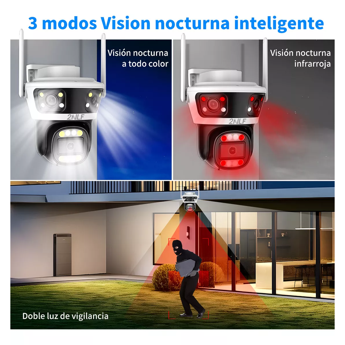 Foto 3 pulgar | Cámara de Seguridad Exterior 3 Lentes 3 Pantalla Zoom Digital Eo Safe Imports ESI-18181 Multicolor