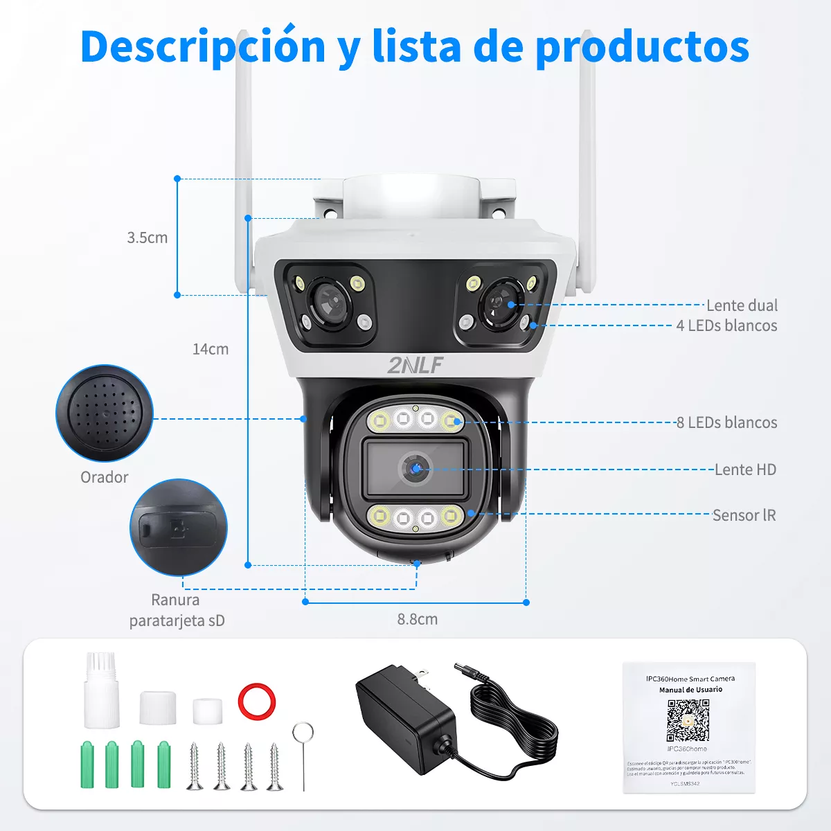 Foto 4 pulgar | Cámara de Seguridad Exterior 3 Lentes 3 Pantalla Zoom Digital Eo Safe Imports ESI-18181 Multicolor