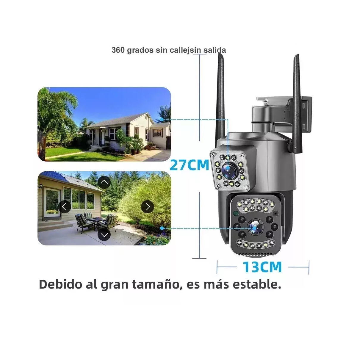 Foto 3 pulgar | Cámara De Seguridad Wifi  Full Hd De Doble Lente Eo Safe Imports Esi-18289 Gris