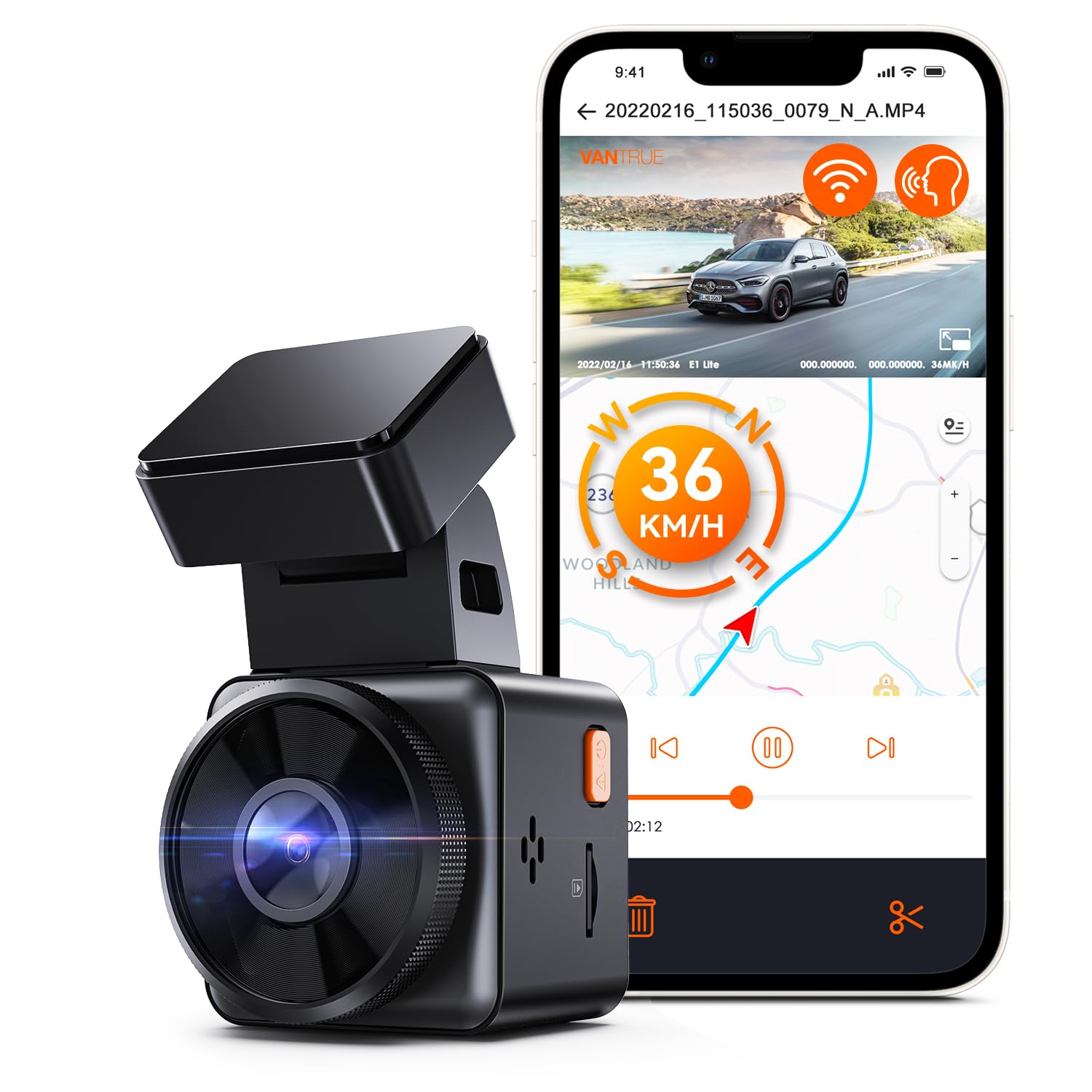 Foto 2 pulgar | Dash Cam Vantrue E1 Lite 1080p Wifi Con Gps Y Control De Velocidad - Venta Internacional.