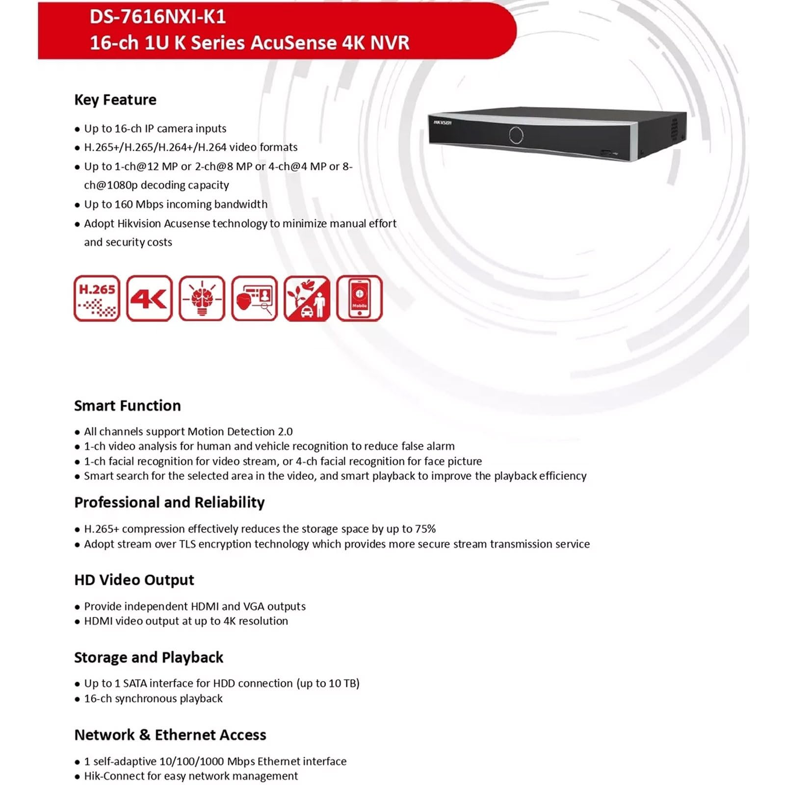 Foto 5 | Nvr Hikvision Ds-7616nxi-k1 16 Canales 8mp 4k Para Cctv Ip - Venta Internacional.