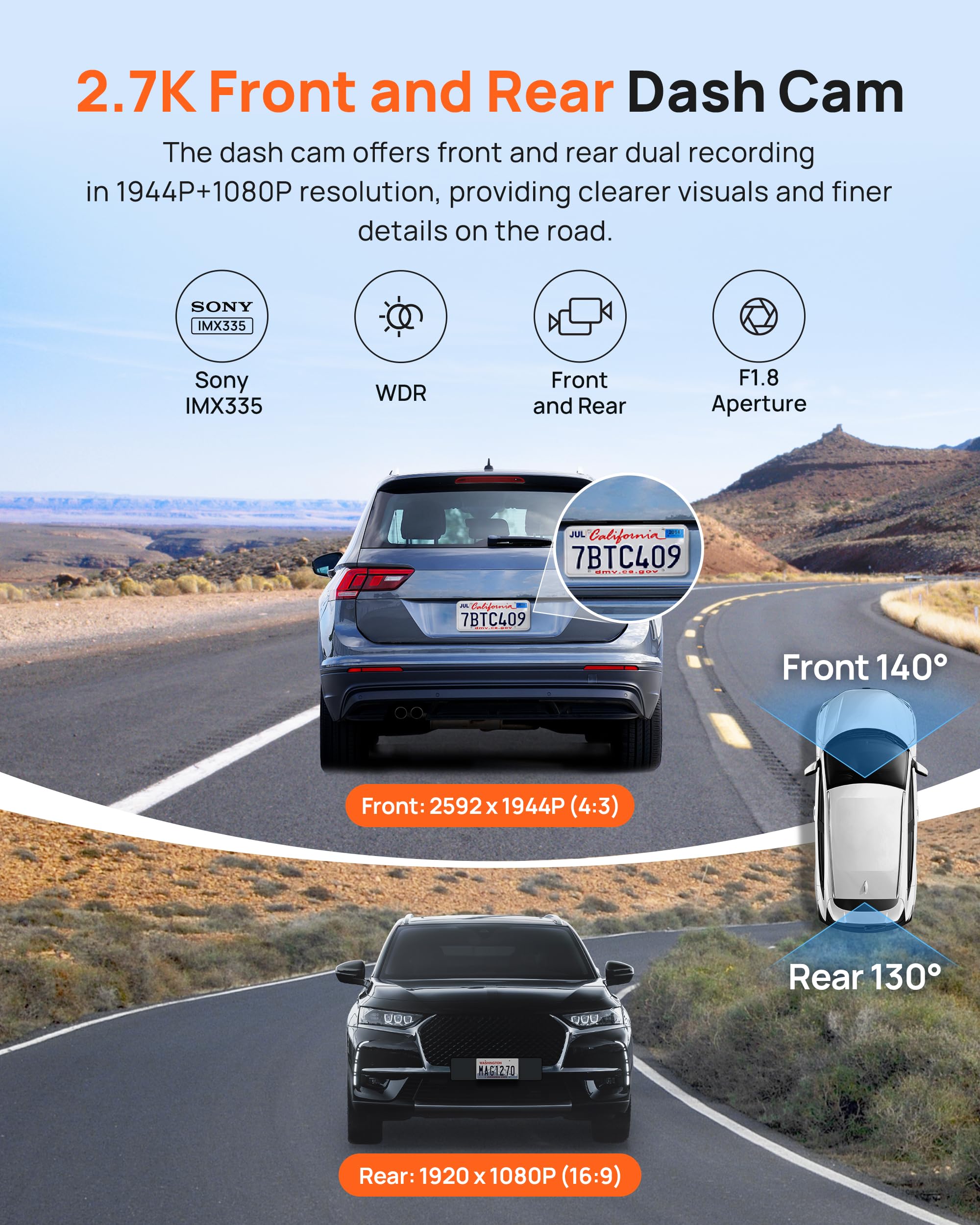Foto 3 pulgar | Dash Cam 70mai A500s 2.7k Uhd Delantera Y Trasera Con Wifi Gps De 2 Pulgadas - Venta Internacional.