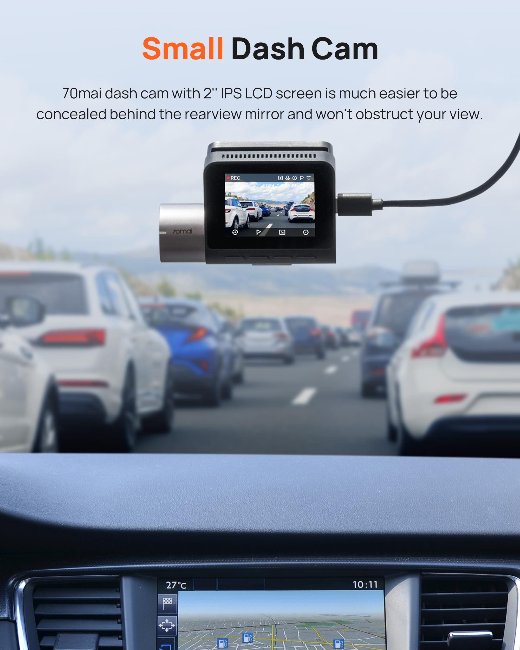 Foto 4 pulgar | Dash Cam 70mai A500s 2.7k Uhd Delantera Y Trasera Con Wifi Gps De 2 Pulgadas - Venta Internacional.
