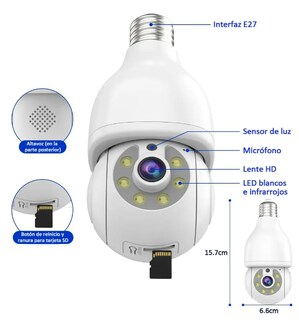 Foto 4 | Xtellar Foco Inteligente Con Cámara De Seguridad 2mp, Wifi, Visión Nocturna Full Color Y Audio Bidireccional