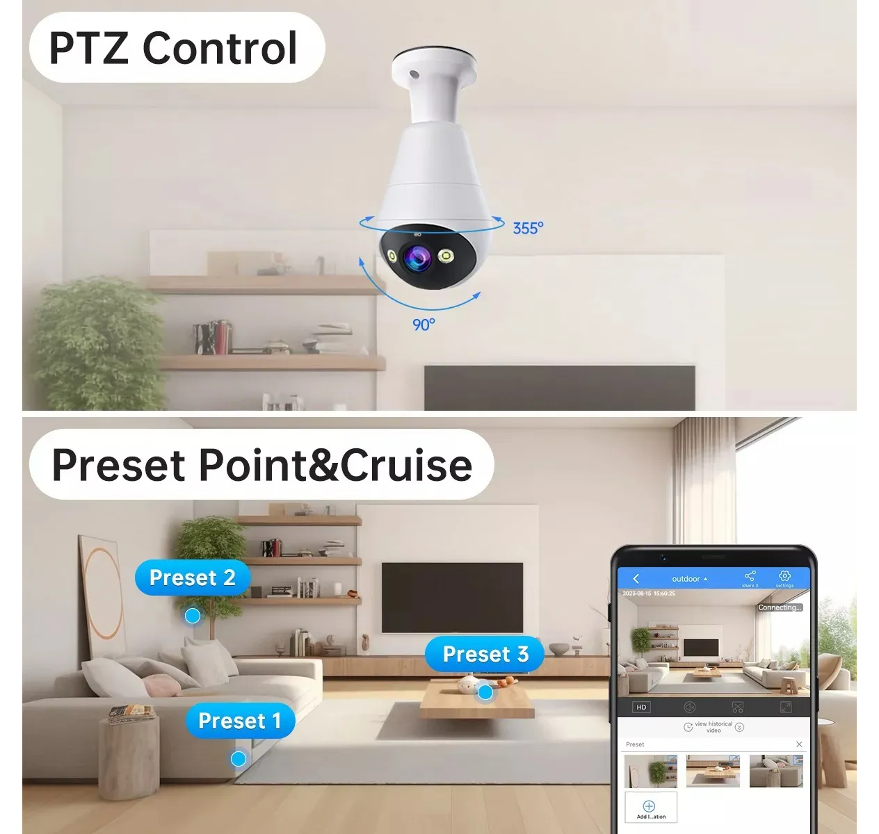 Foto 4 pulgar | Cámara De Seguridad Wifi Visión Nocturna Alarma Inalambrica Eo Safe Imports Esi-19567 Blanco