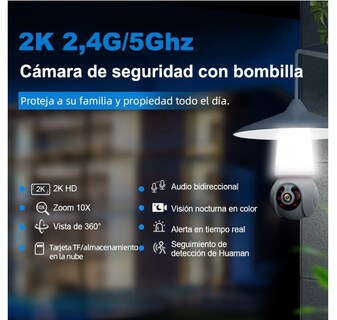 Foto 2 | Cámara De Seguridad Wifi 360° Con Led Alarma Visión Nocturna Eo Safe Imports Esi-19568 Blanco