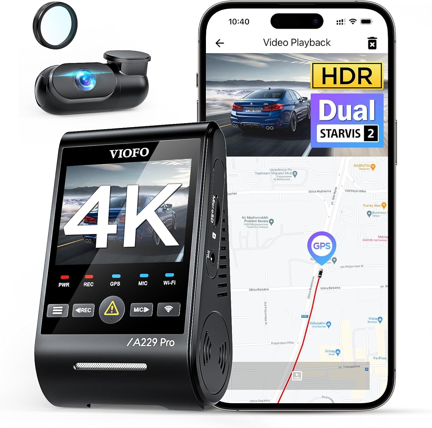 Cámara De Salpicadero Viofo A229 Pro 4k Hdr Dual Starvis 2 Imx678 Imx675 - Venta Internacional.