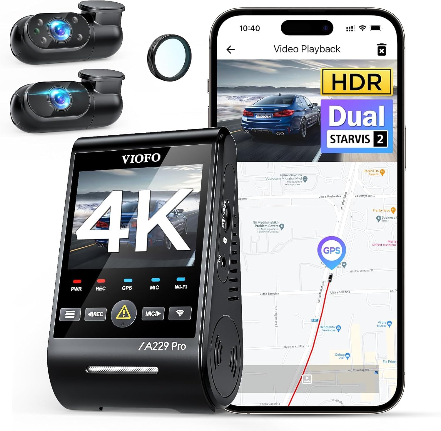 Dash Cam Viofo A229 Pro De 3 Canales 4k Hdr Con Wifi Y Gps De 512 Gb - Venta Internacional. $11,407