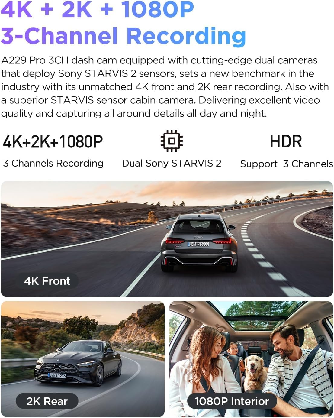 Foto 3 pulgar | Dash Cam Viofo A229 Pro De 3 Canales 4k Hdr Con Wifi Y Gps De 512 Gb - Venta Internacional.