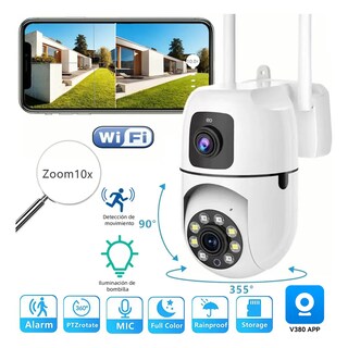 Foto 2 | Cámara De Seguridad De Doble Lente Wifi 4mp Con Alarma Ip Zoom 10x Eo Safe Imports Esi-19884 Blanco