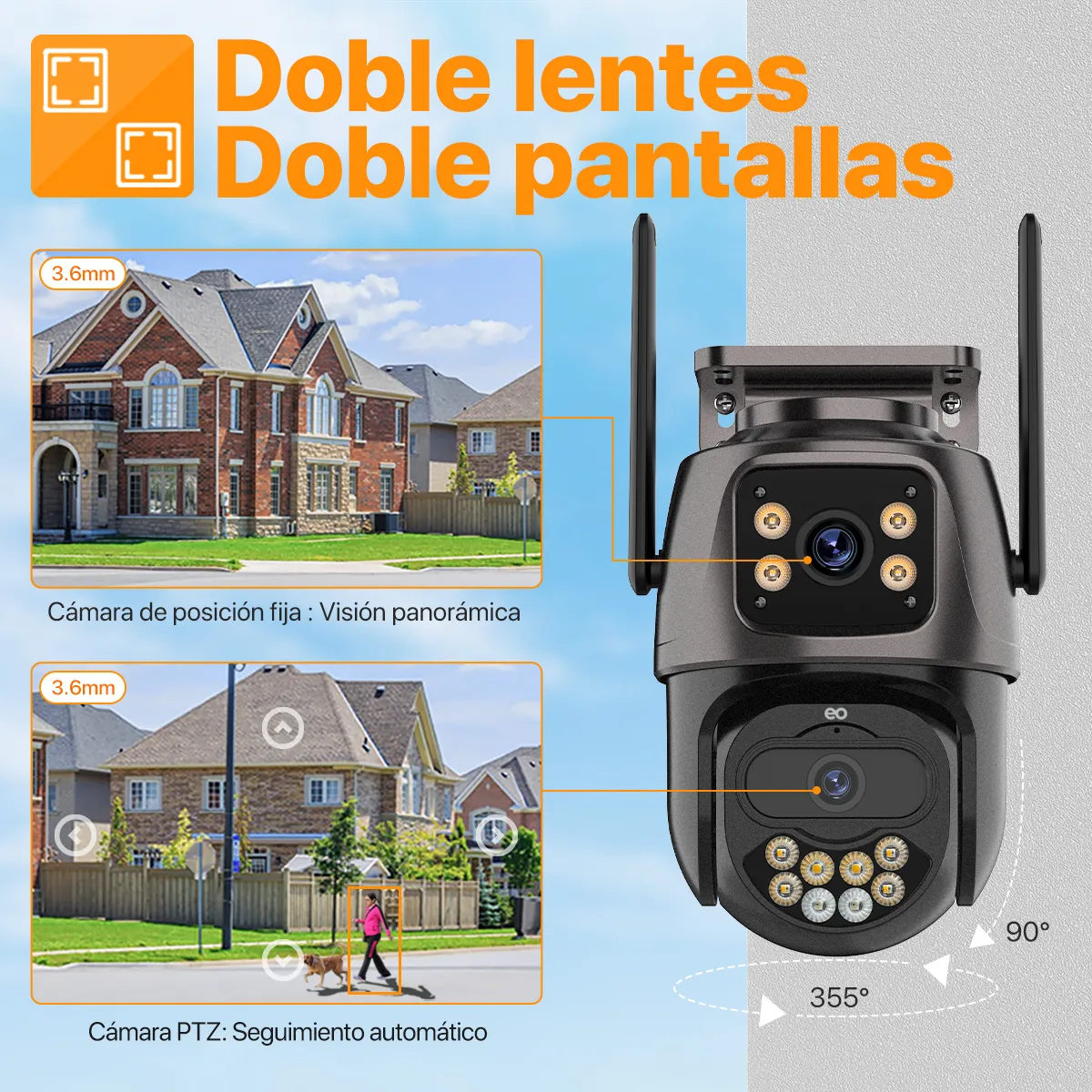 Foto 4 pulgar | Cámara De Seguridad Exterior Wifi 4k 8mp Doble Lente Visión Nocturna Eo Safe Imports  Esi-19883 Negro