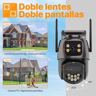 Foto 3 | Cámara De Seguridad Exterior Wifi 4k 8mp Doble Lente Visión Nocturna Eo Safe Imports Esi-19883 Negro