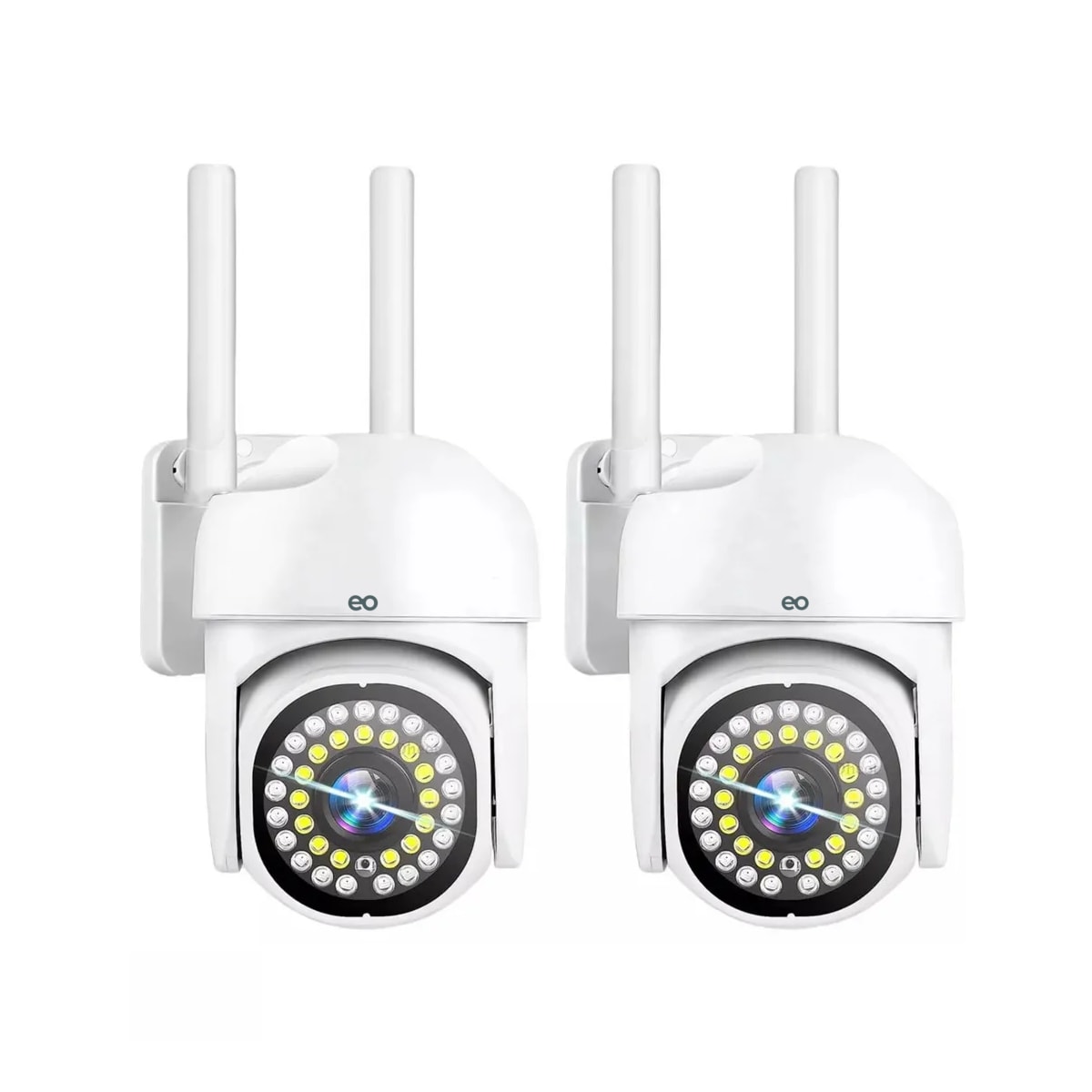 2pcs Cámara De Seguridad Exterior Wifi Hd 360° Visión Alarma Eo Safe Imports Esi-19886 Blanco $959