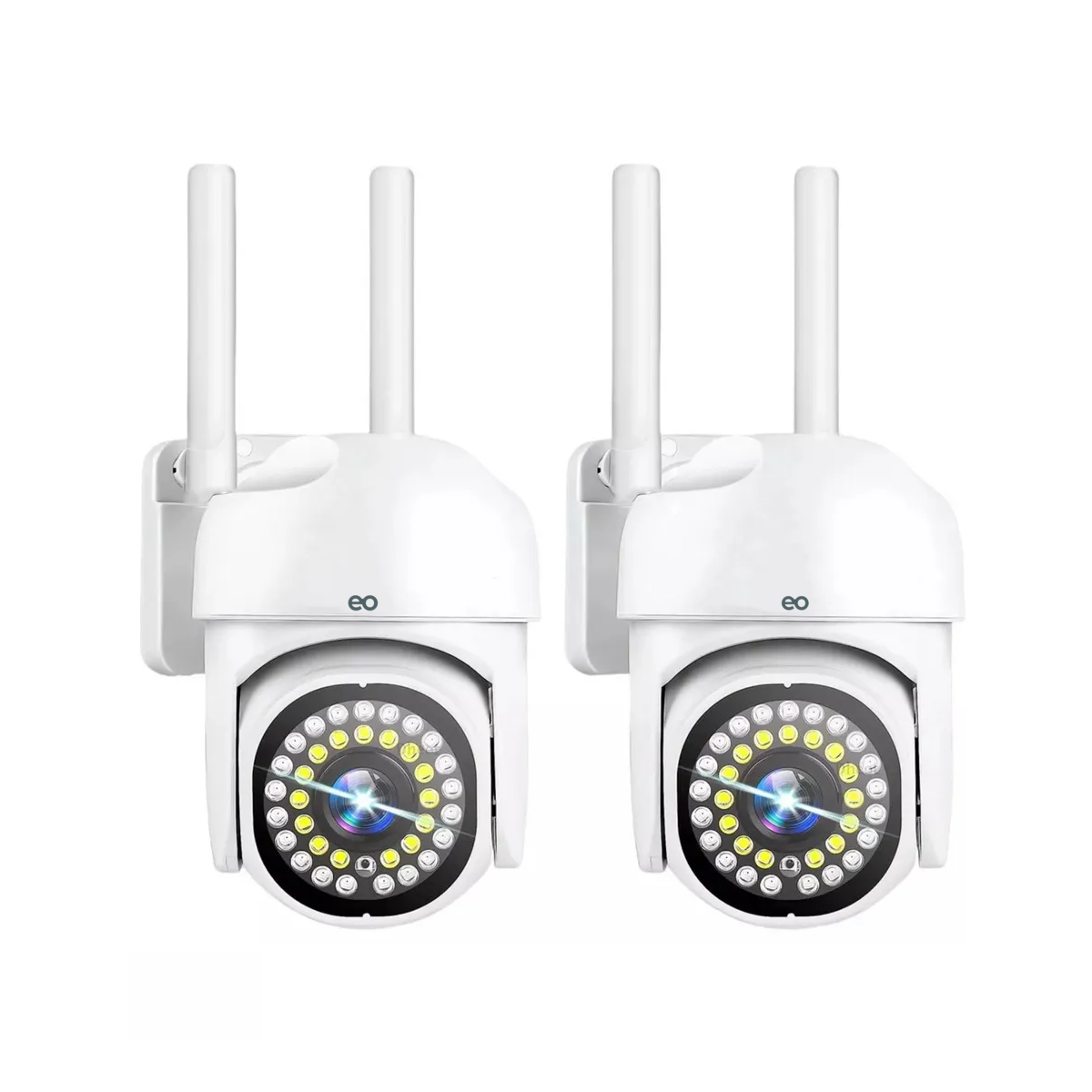 Foto 2 pulgar | 2pcs Cámara De Seguridad Exterior Wifi Hd 360° Visión Alarma Eo Safe Imports Esi-19886 Blanco
