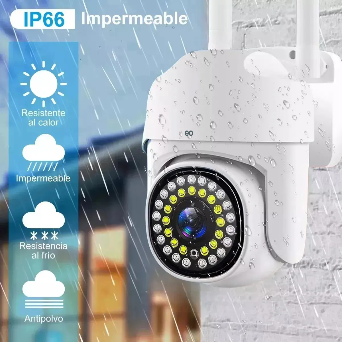 Foto 4 pulgar | 2pcs Cámara De Seguridad Exterior Wifi Hd 360° Visión Alarma Eo Safe Imports Esi-19886 Blanco