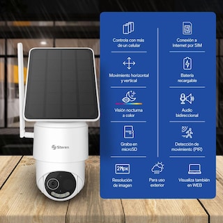 Foto 3 | Cámara de Seguridad 4g 2 Mpx Robotizada con Panel Solar para Exterior