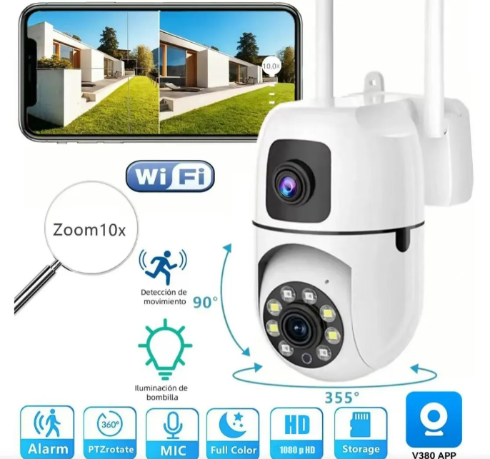 Foto 3 pulgar | Xtellar Cámara De Seguridad Wifi Hd 4mp Doble Lente  Pack De 2 Unidades