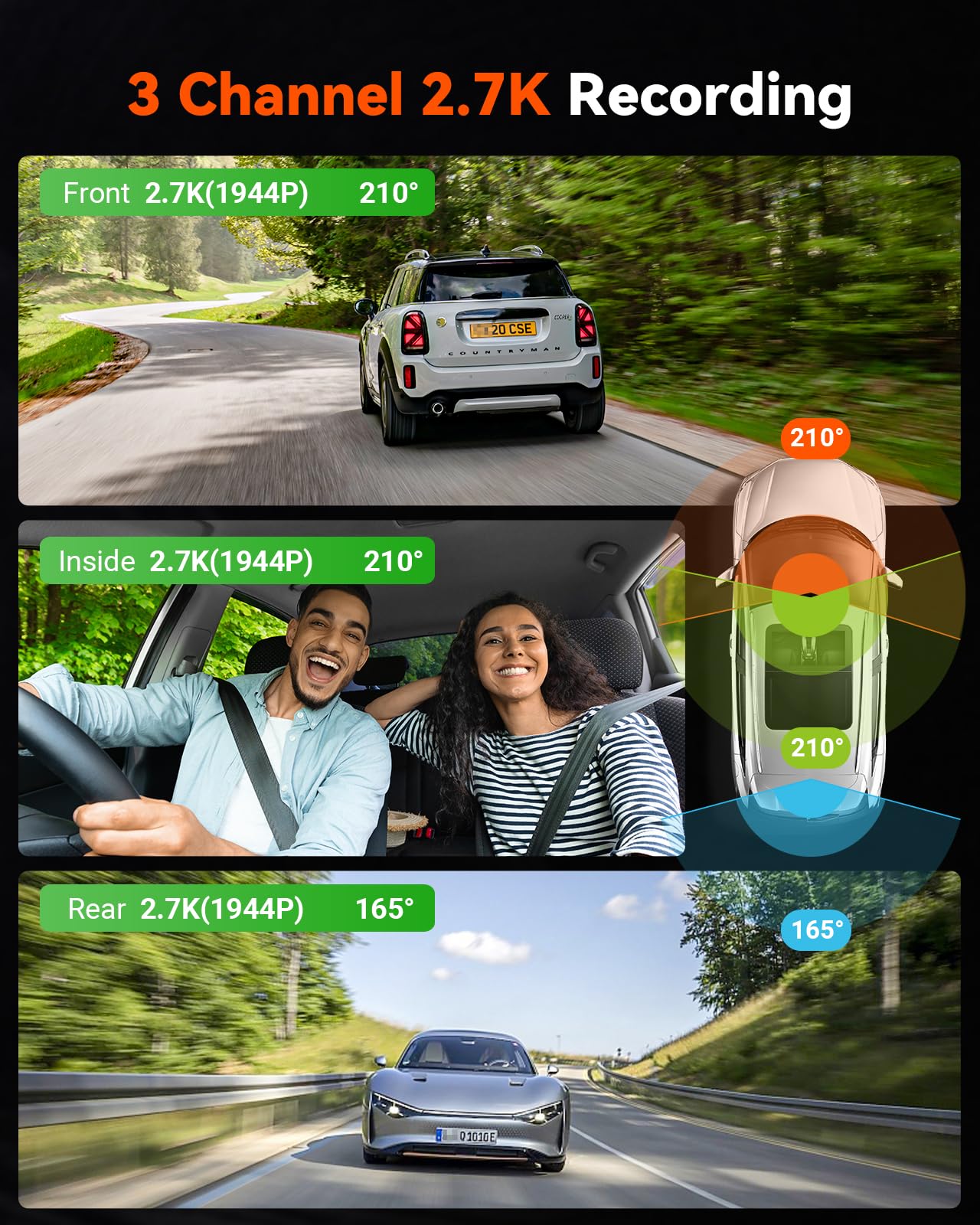 Foto 3 pulgar | Dash Cam Vantrue E360 Plus  3 Canales  360°  Wifi 1944p - Venta Internacional.