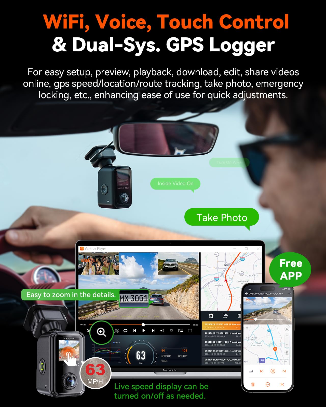 Foto 5 | Dash Cam Vantrue E360 Plus  3 Canales  360°  Wifi 1944p - Venta Internacional.