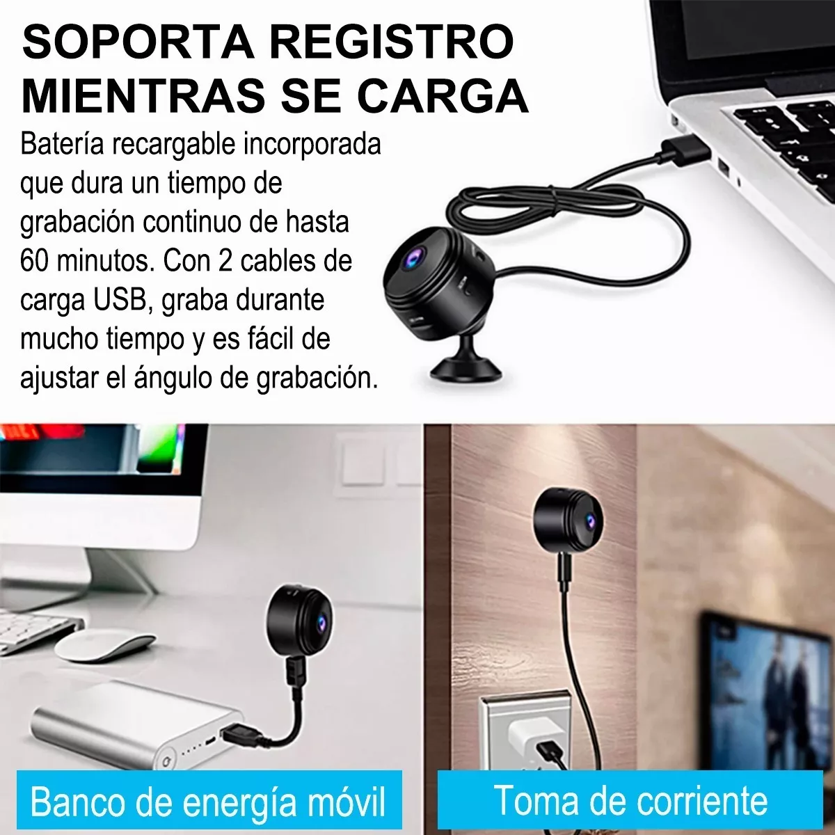 Foto 4 pulgar | Mini Cámaras De Seguridad Wifi Inalámbrico Vigilancia Hd Eo Safe Imports Esi-4481 color Negro