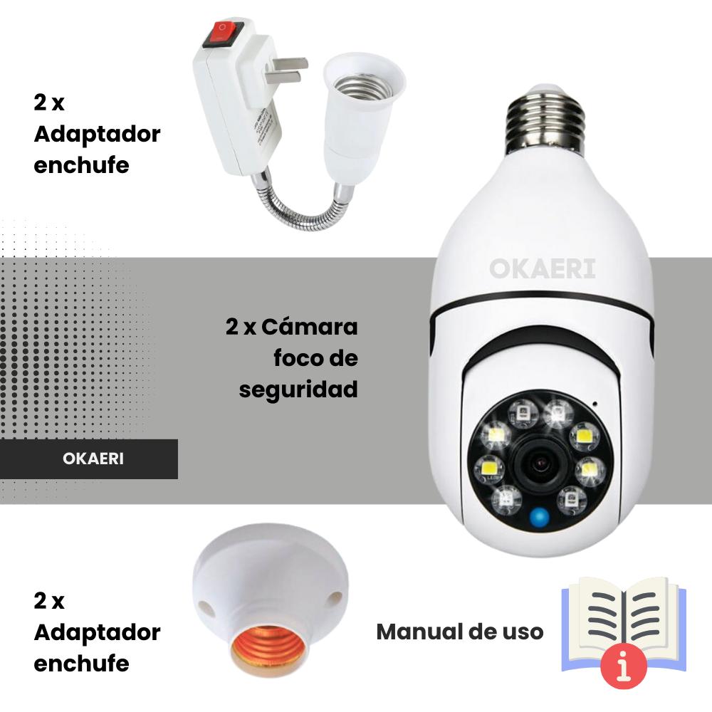 Foto 7 pulgar | Kit de 2 Cámaras de Vigilancia Okaeri Foco WiFi HD para Interior y Exterior con Visión Nocturna y Detección de Movim