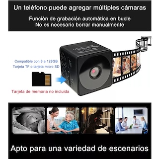 Foto 2 | Mini Cámara de Visión Nocturna Batería Incorporada Wifi HdD Eo Safe Imports Esi-12939 Negro