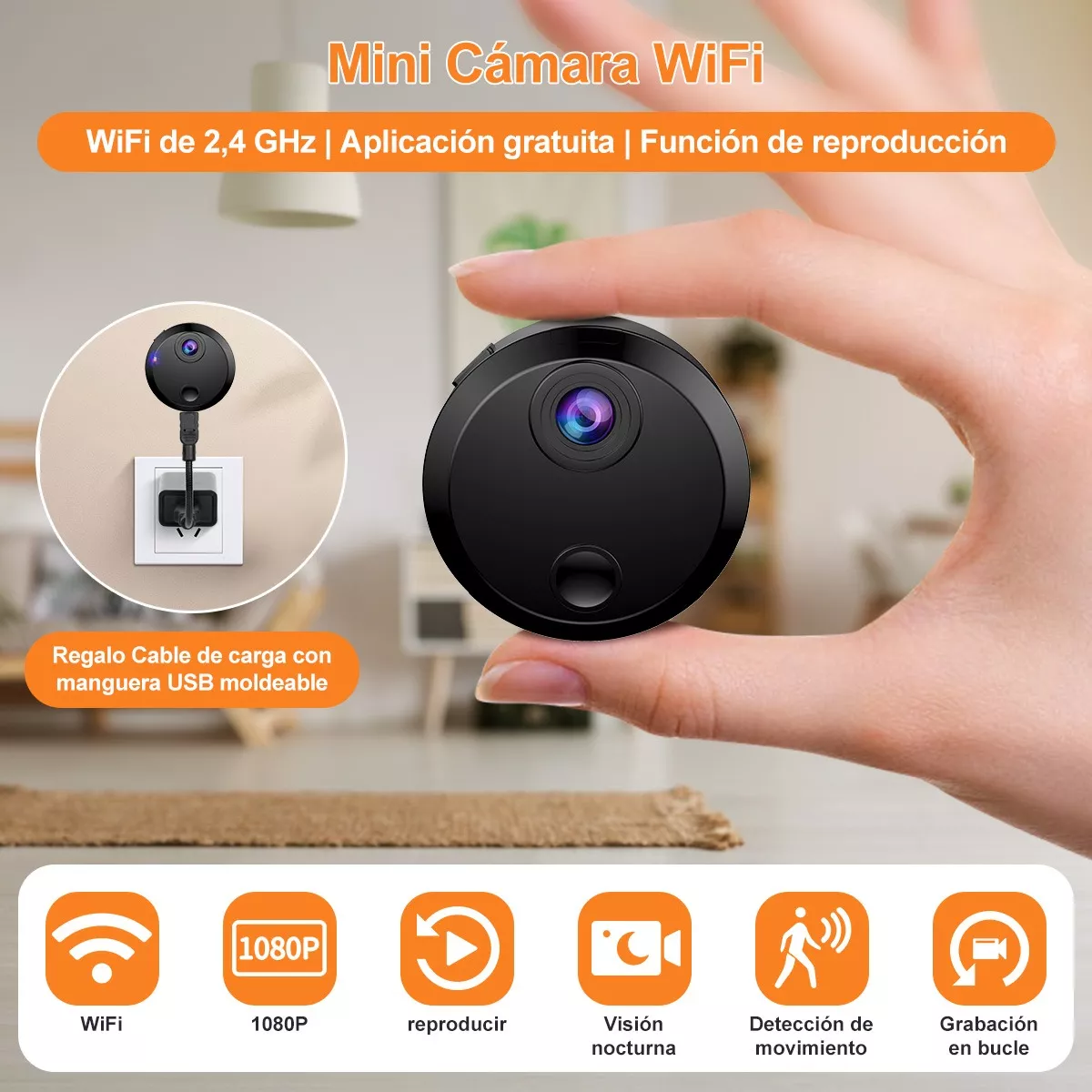 Foto 2 | Mini Cámara Espía Wifi Interior Inalámbrica Eo Safe Imports Esi-12937 Negro