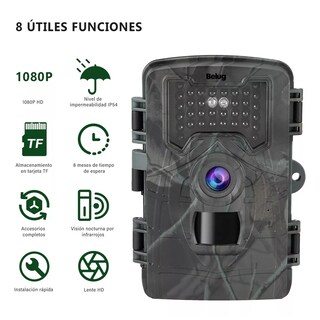 Foto 2 | Cámara Digital de Cacería de 1080p Ip66 con Visión Nocturna Negra Belug