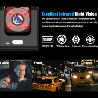 Foto 2 | Cámara Dashcam 1080p Gran Angular C309-2083 Con Doble Grabación Wifi - Venta Internacional.
