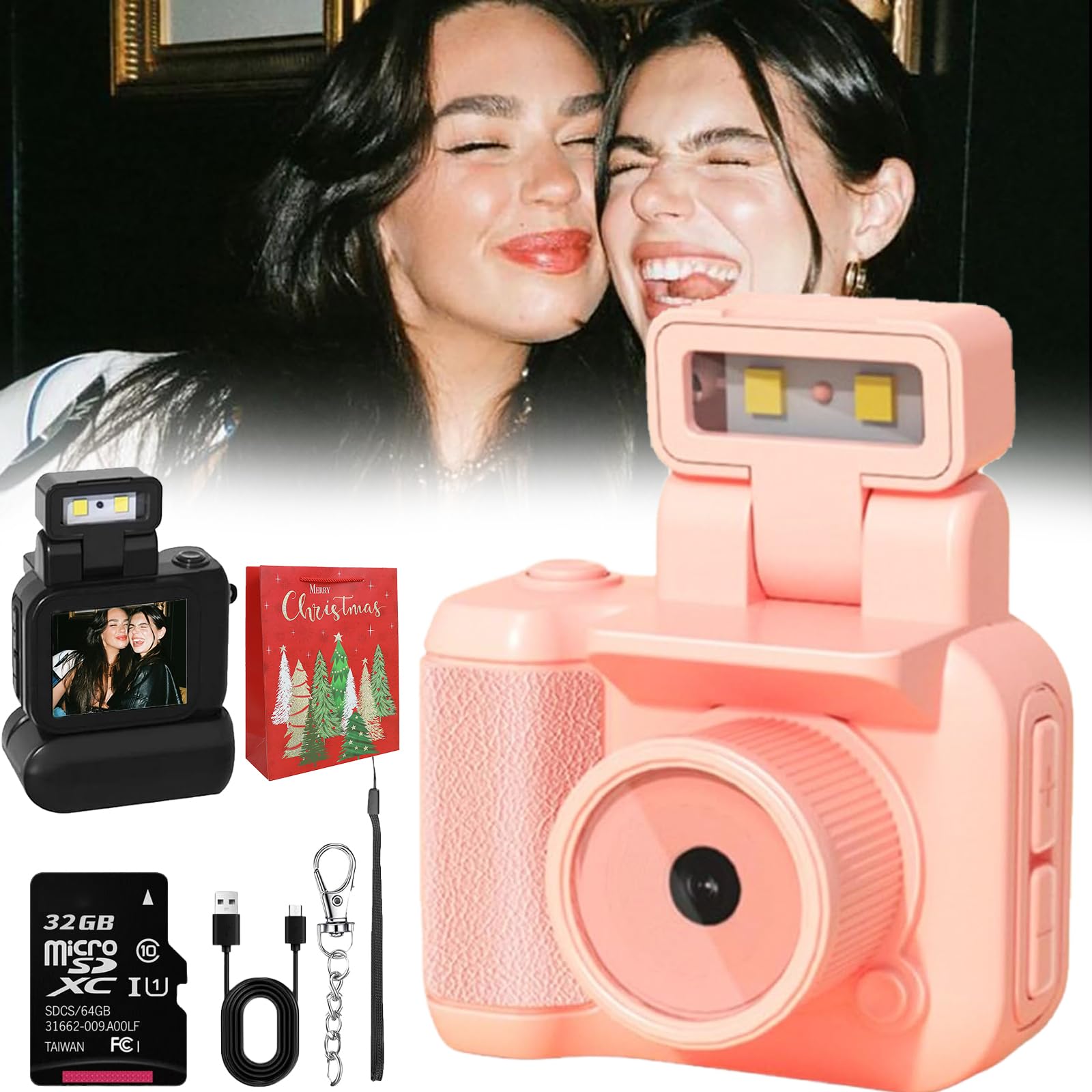Foto 1 | Minicámara Retro Snap 1080p Hd Con Memoria De 32 Gb, Color Rosa - Venta Internacional.