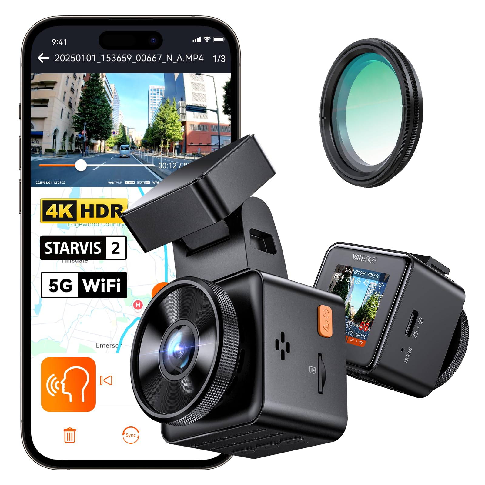 Foto 1 | Mini Cámara Delantera Dash Cam Vantrue E1 Pro 4k Ips De 1,54 Pulgadas - Venta Internacional.