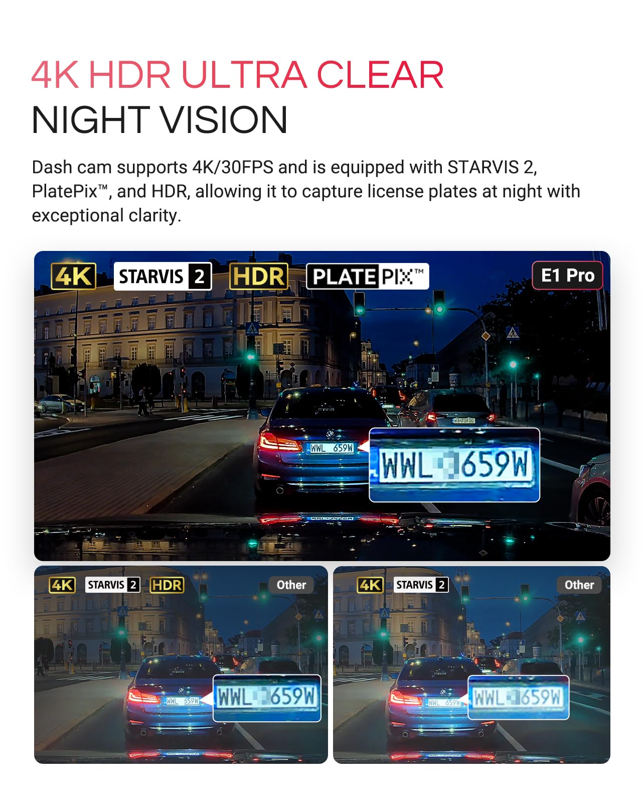 Foto 3 | Mini Cámara Delantera Dash Cam Vantrue E1 Pro 4k Ips De 1,54 Pulgadas - Venta Internacional.