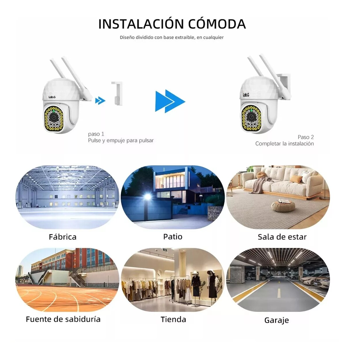 Foto 5 pulgar | Cámaras De Seguridad Hd Wifi De Visión Nocturna Alarma 2 Pcs Blanco