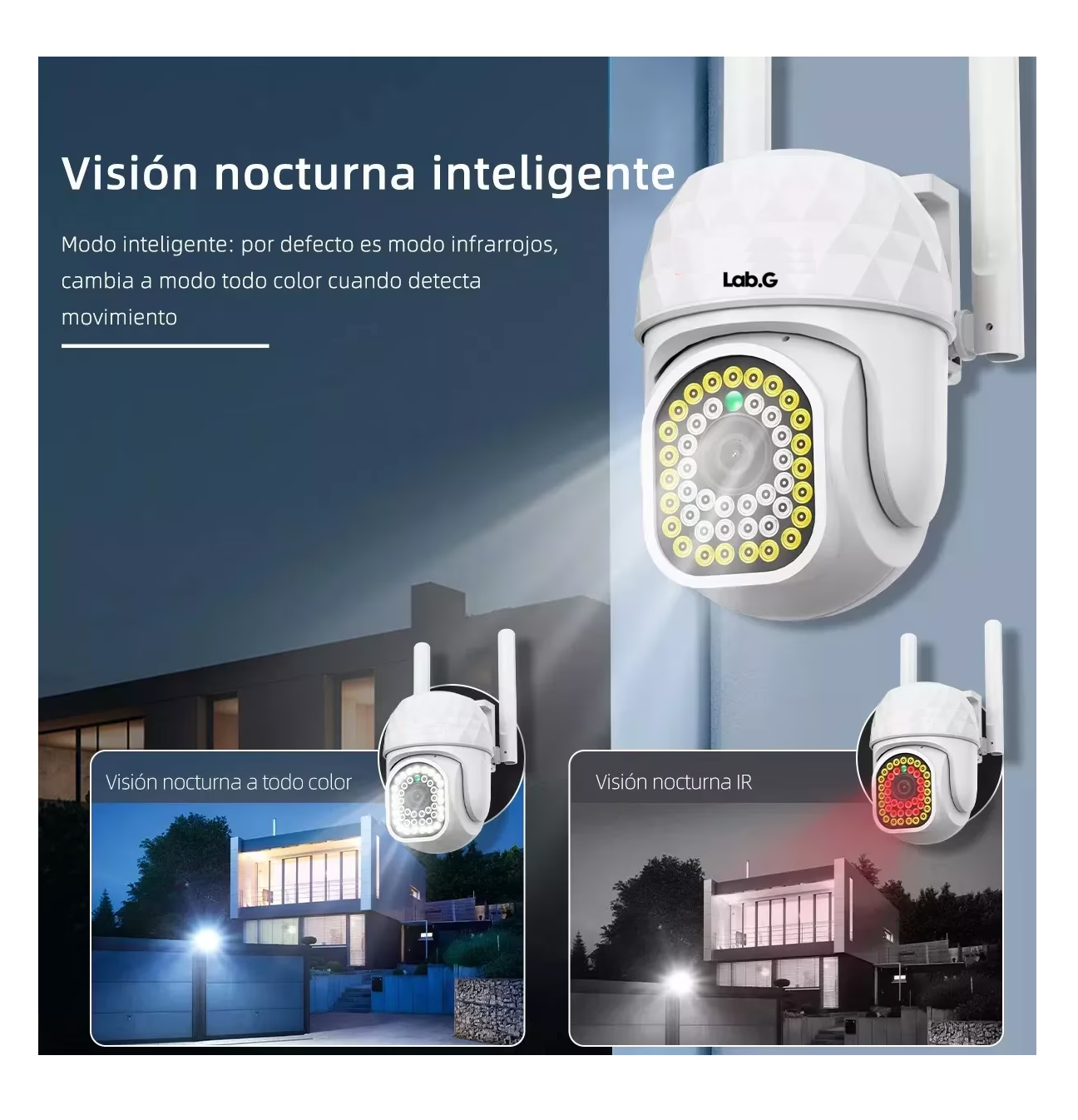 Foto 6 pulgar | Cámaras De Seguridad Hd Wifi De Visión Nocturna Alarma 2 Pcs Blanco