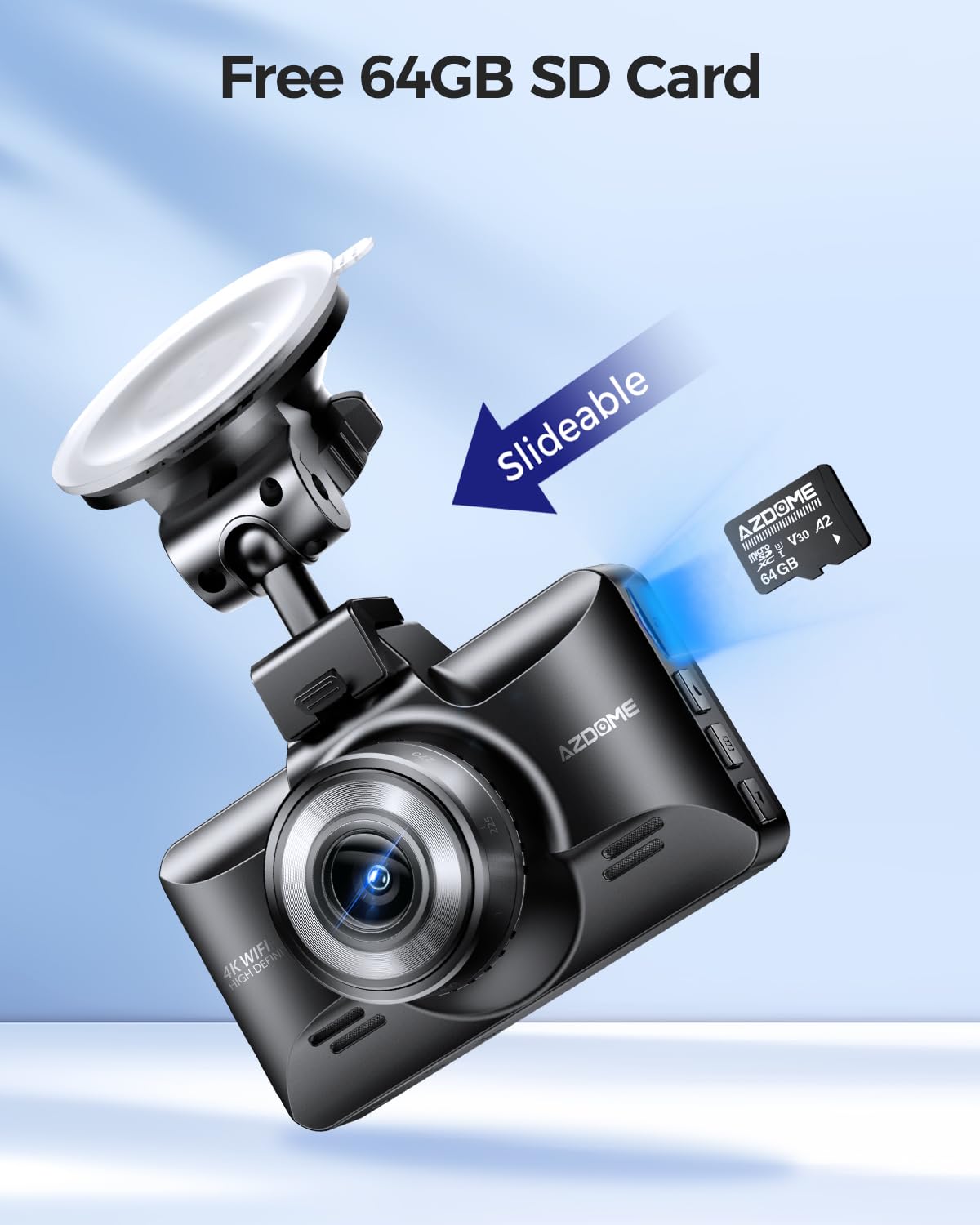 Foto 5 pulgar | Dash Cam Azdome M01 Con Doble Frontal, 4k, Trasera, 1080p, Con Tarjeta De 64 Gb - Venta Internacional.